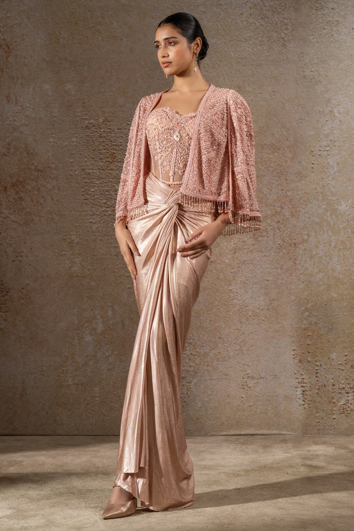 Golden Light Draped Skirt & Corset Cape