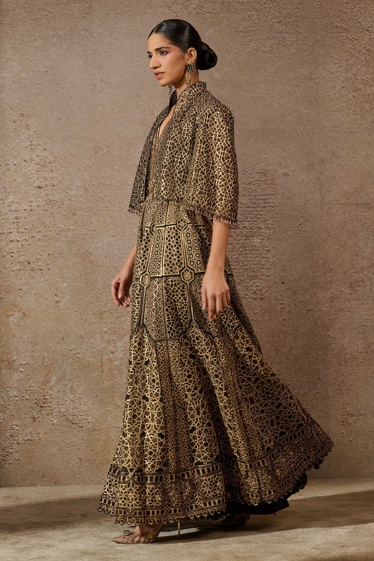 Otherworldly Sequin Architecture Motif Cape