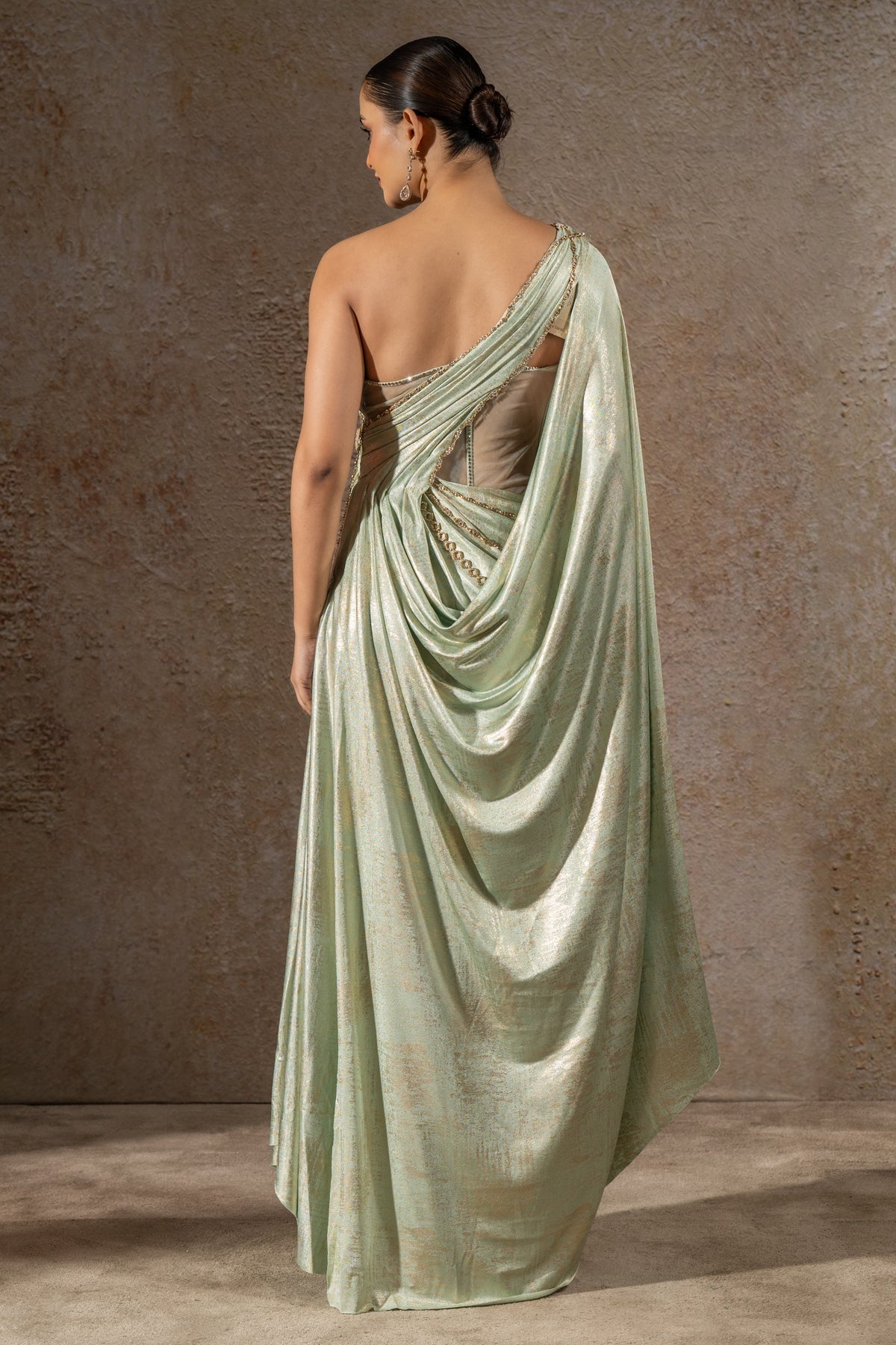 Golden Light Structured drape dress