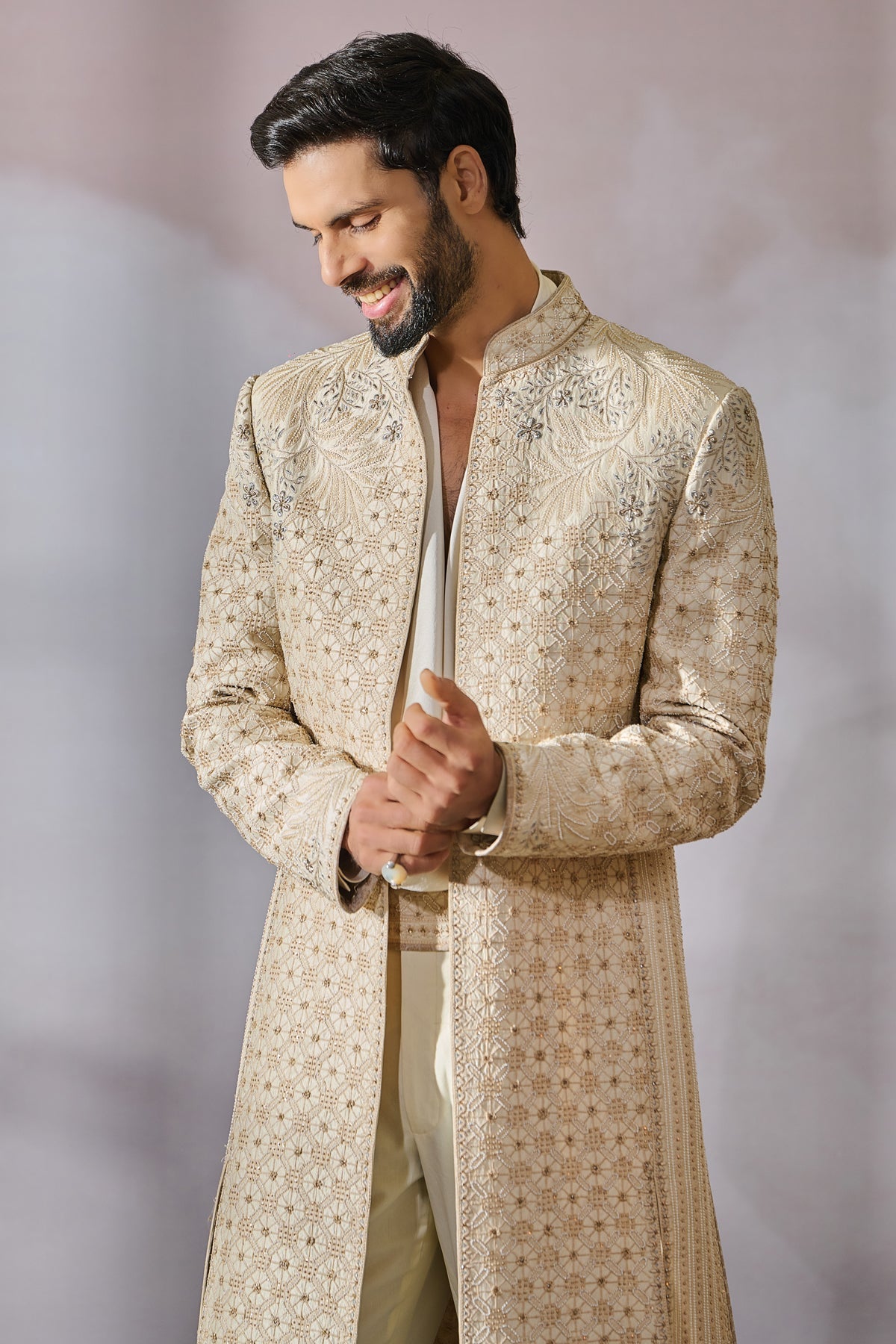 SOL Sherwani Kamarbandh Trouser Kurta - Only Sherwani