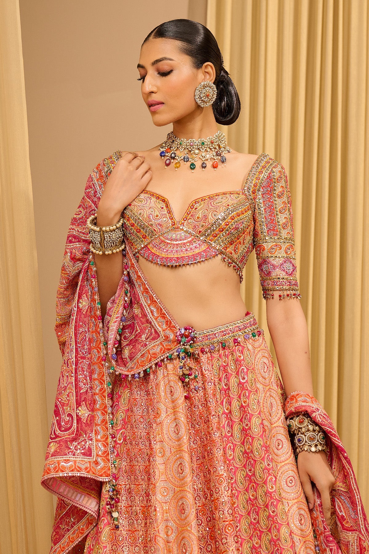 Signature Hand Embroidered Kashida Lehenga