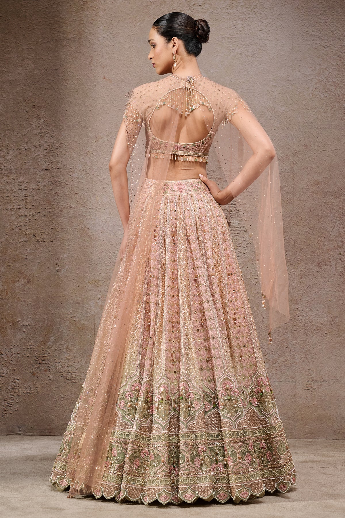 Mughal Embroidered Lehenga With Drape