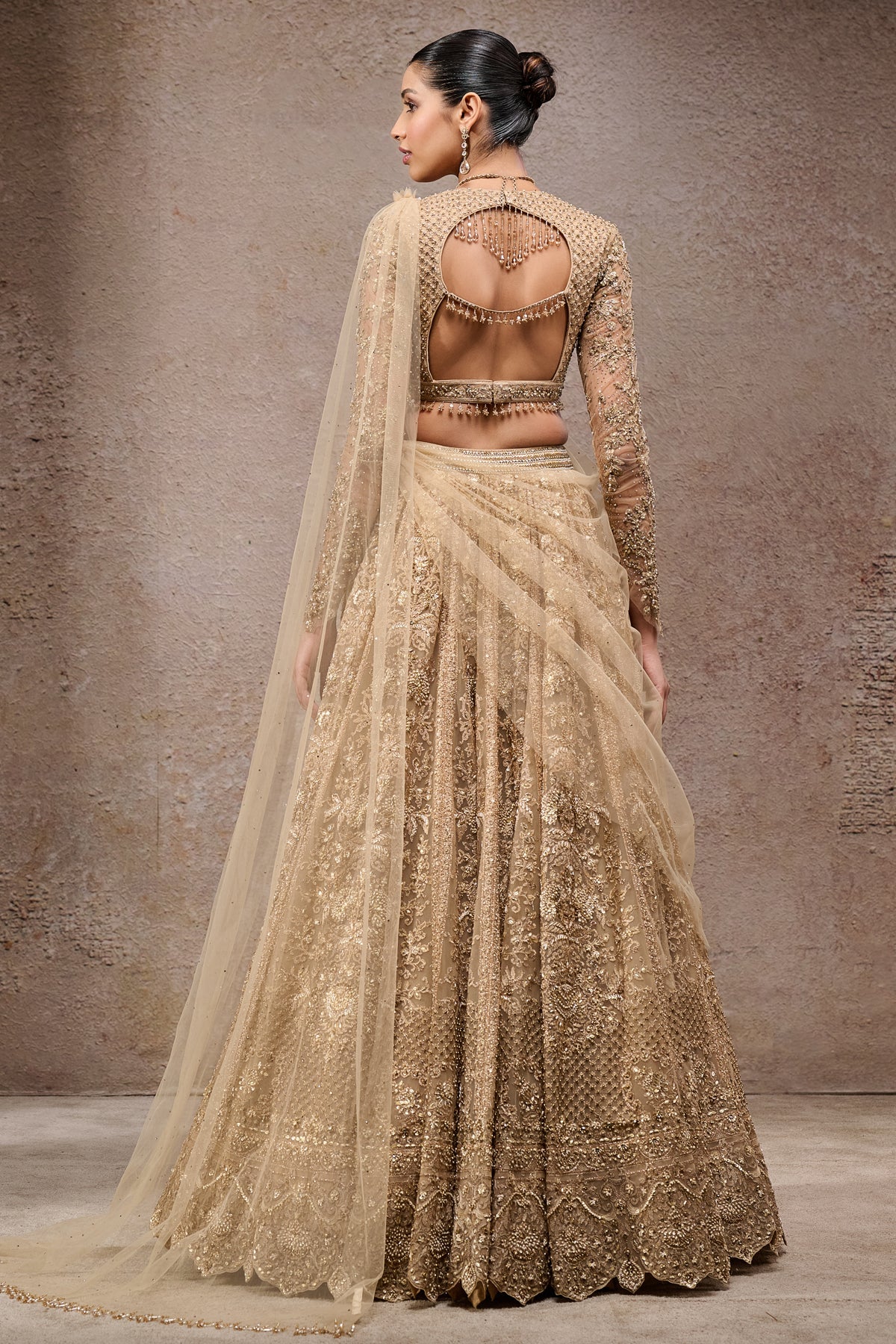 Mughal Embroidered Lehenga With Drape
