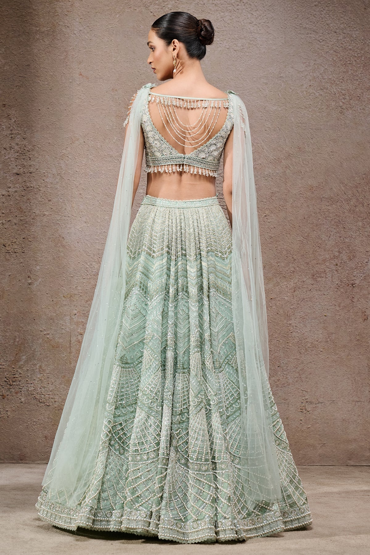 Geometric Embroidered Lehenga With Drape