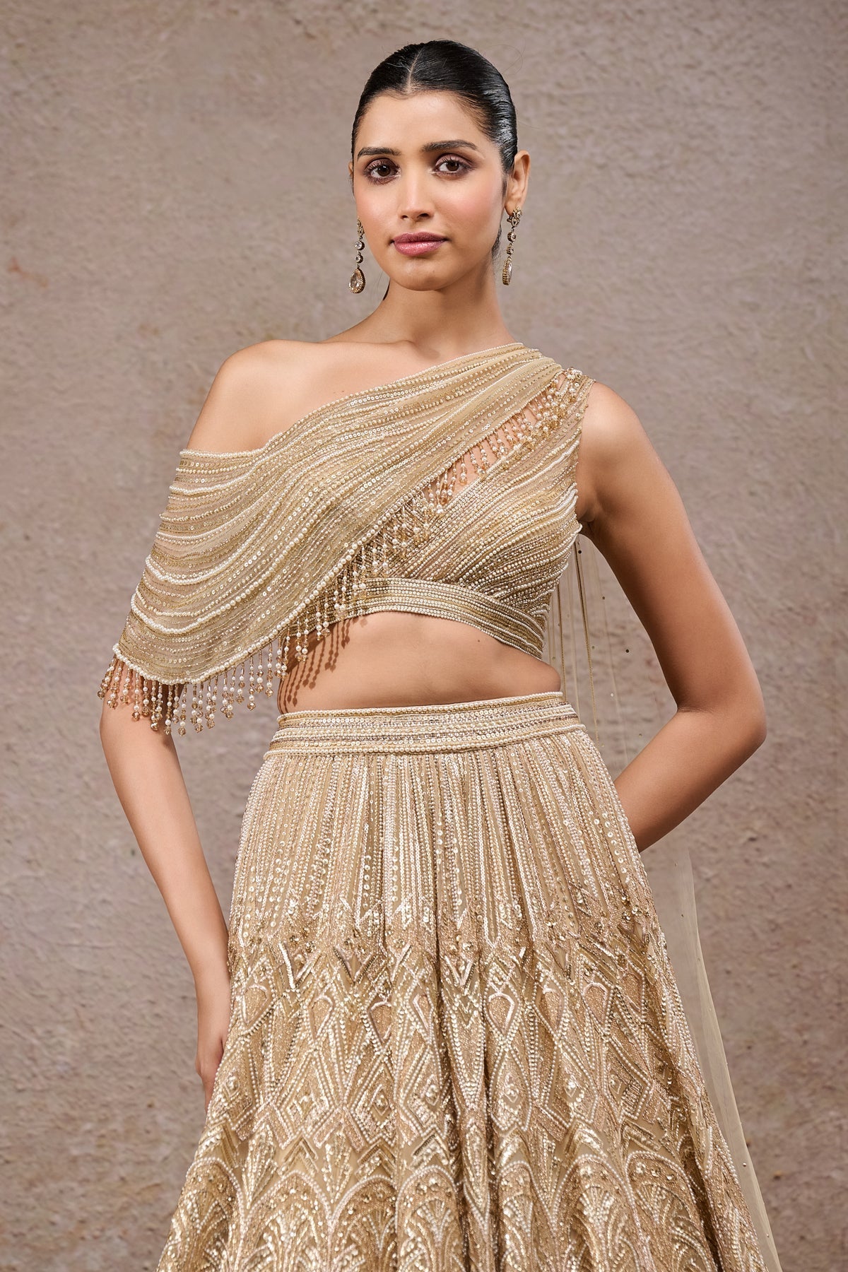 Pearl And Sequin Hand Embroidered Lehenga