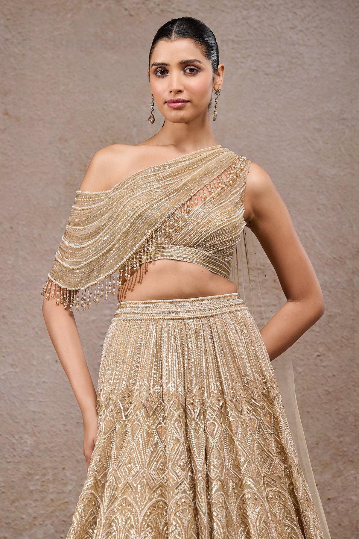 Pearl And Sequin Hand Embroidered Lehenga