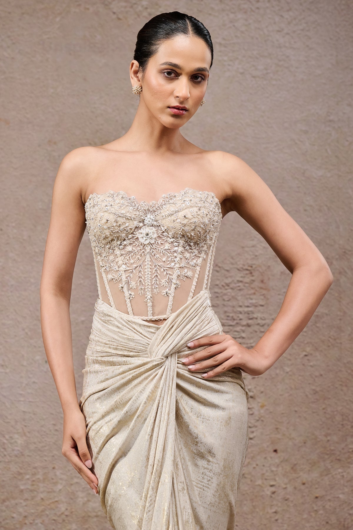 Golden Light Draped Skirt & Corset