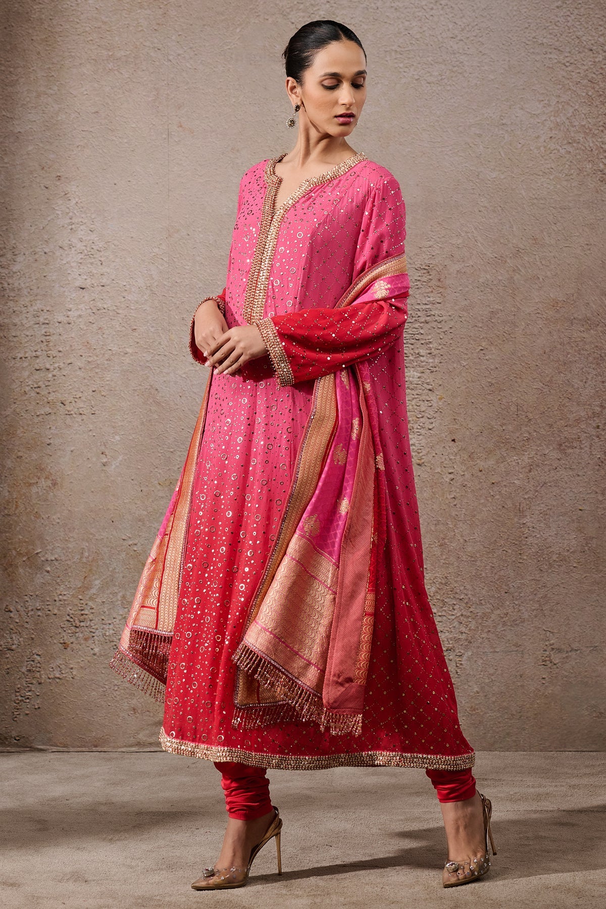 Ombre Mukaish Kalidar Suit Set