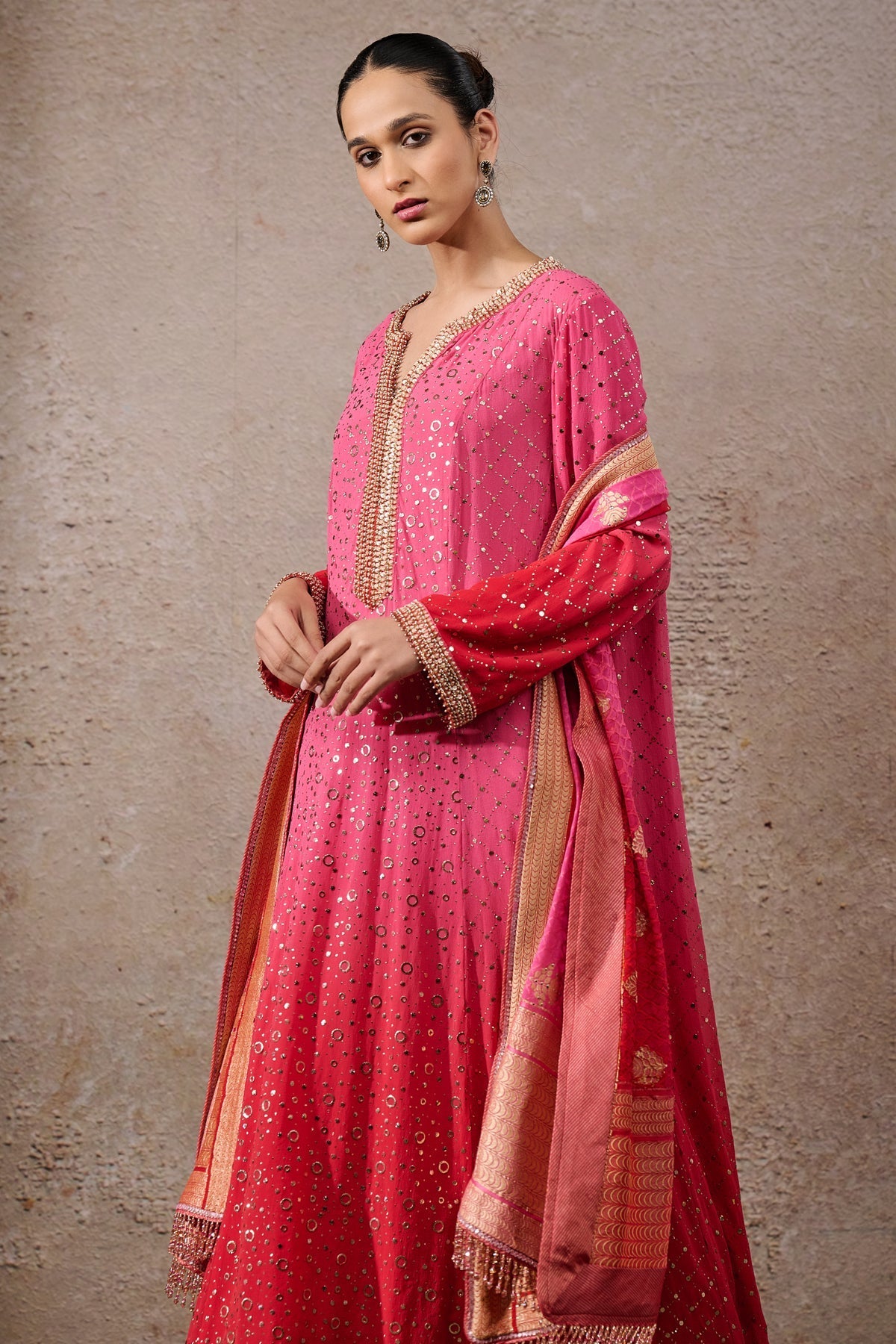 Languid Summer Ombre Mukaish Kalidar Suit Set - Only Suit