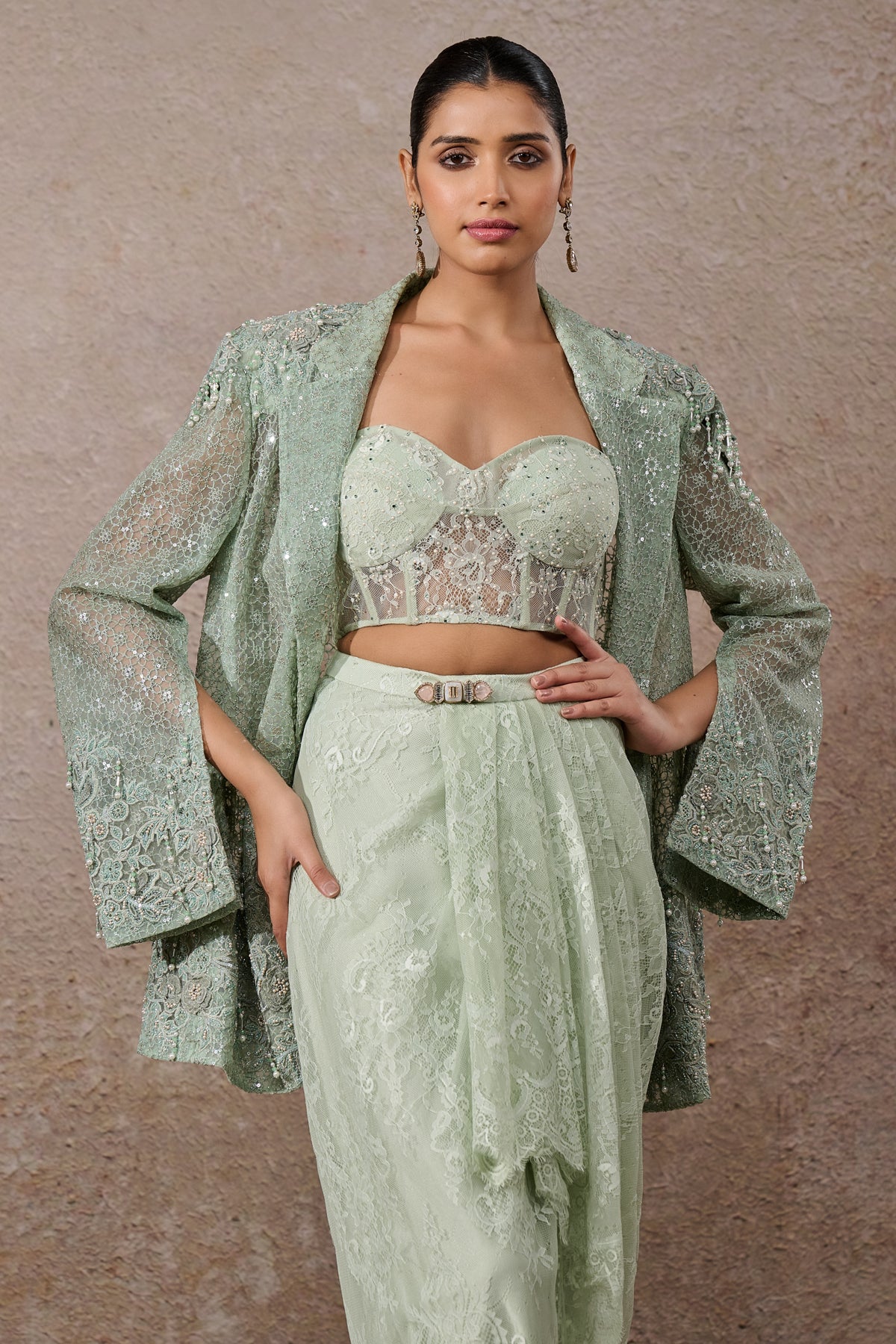 Languid Summer Hand Embroidered Sheer Jacket Co Ord Set - Only Jacket