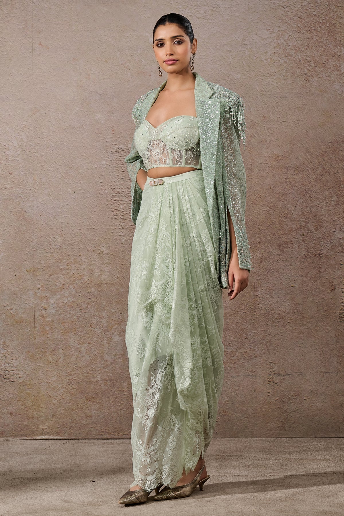 Languid Summer Hand Embroidered Sheer Jacket Co Ord Set - Only Jacket