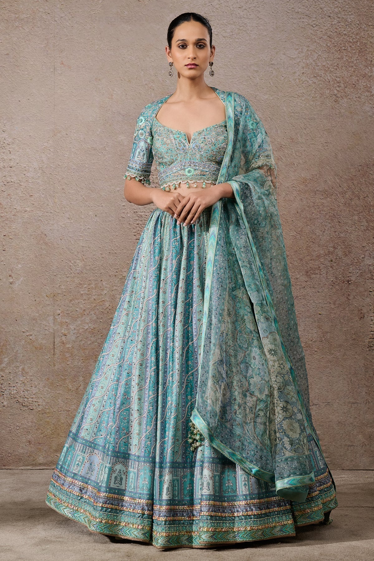 Printed Abstract Floral Lehenga