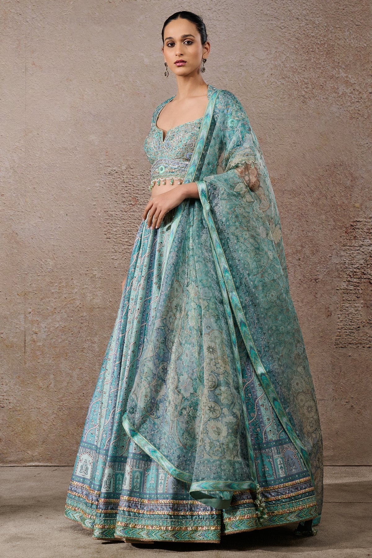 Printed Abstract Floral Lehenga