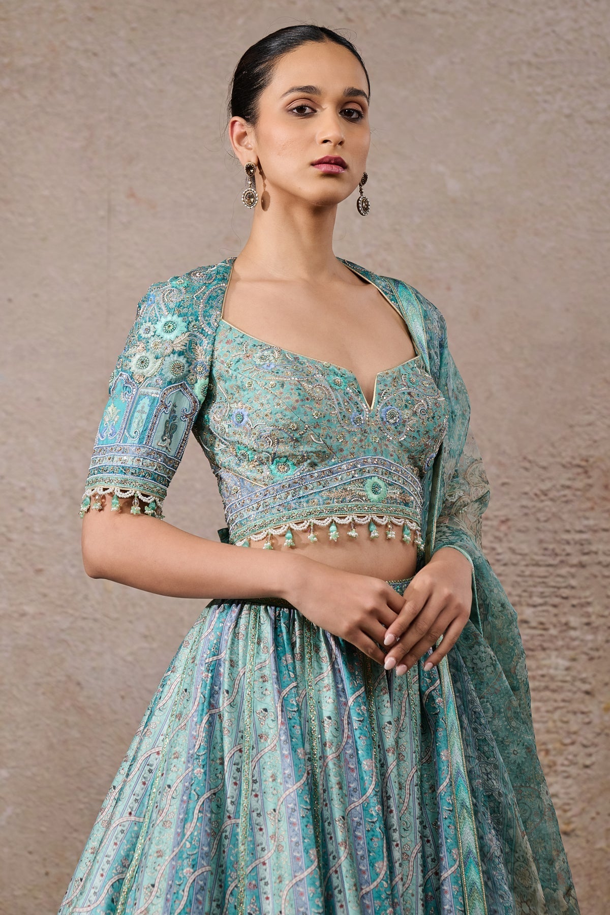 Printed Abstract Floral Lehenga