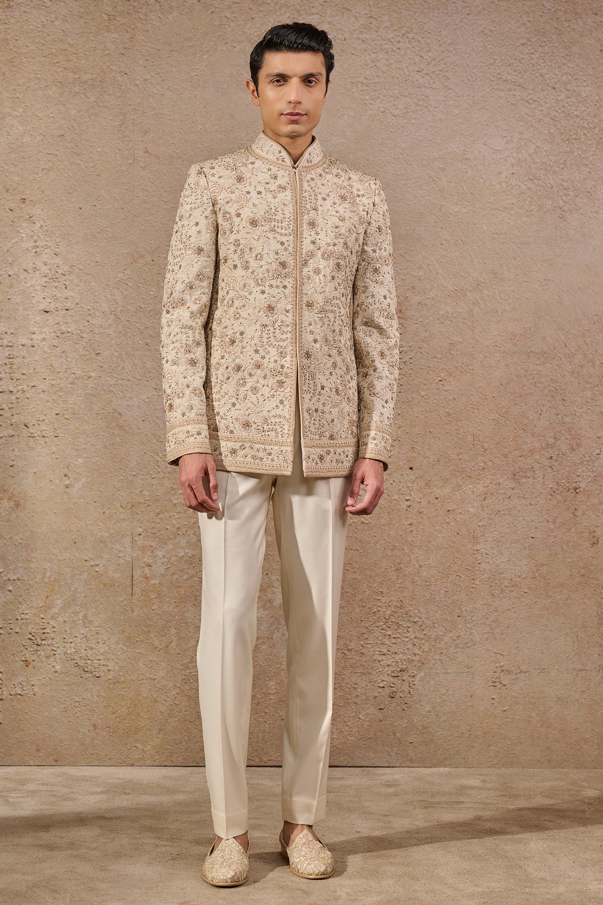 Languid Summer Hand Embroidered Floral Bandhgala - Only Bandhgala