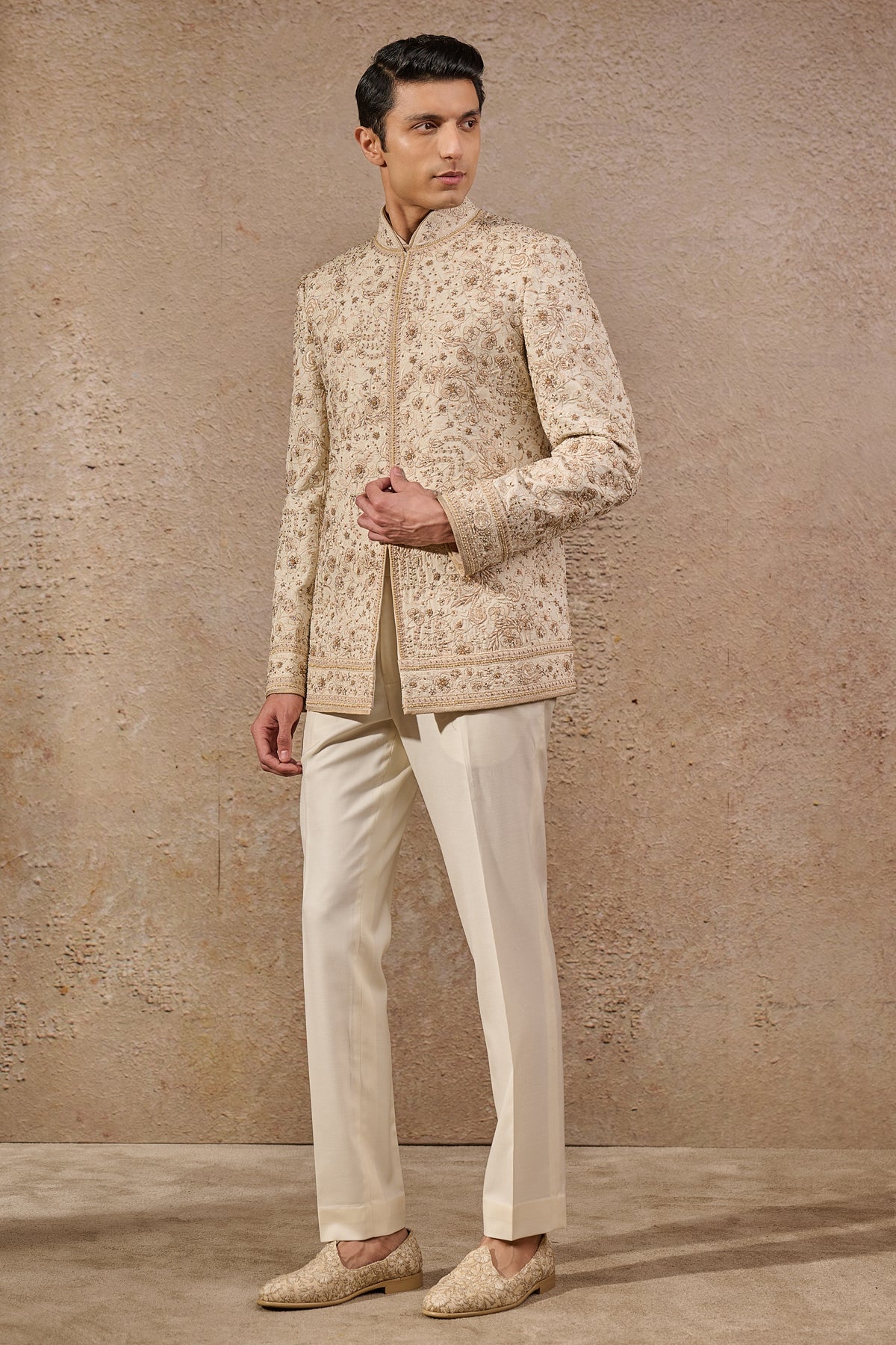 Languid Summer Hand Embroidered Floral Bandhgala - Only Bandhgala