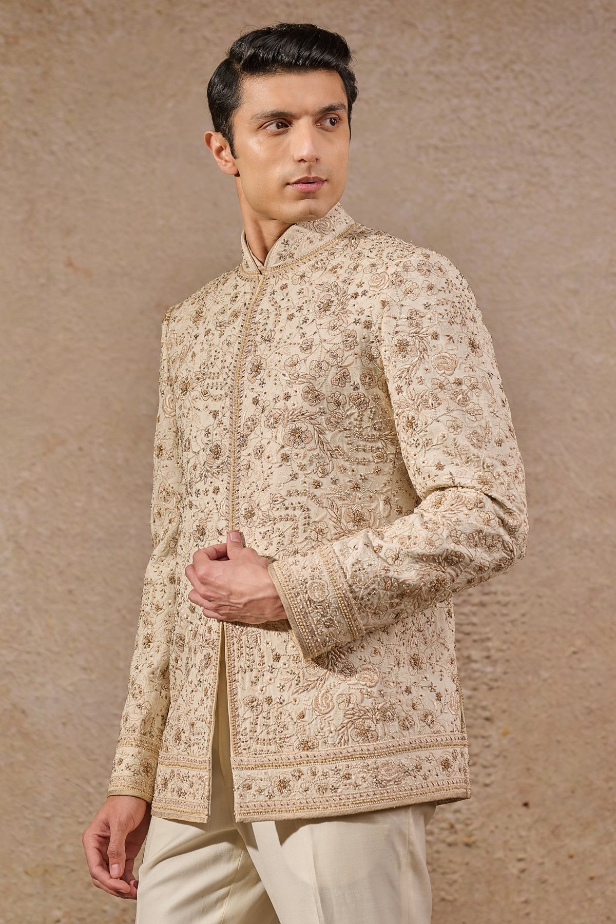 Languid Summer Hand Embroidered Floral Bandhgala - Only Bandhgala