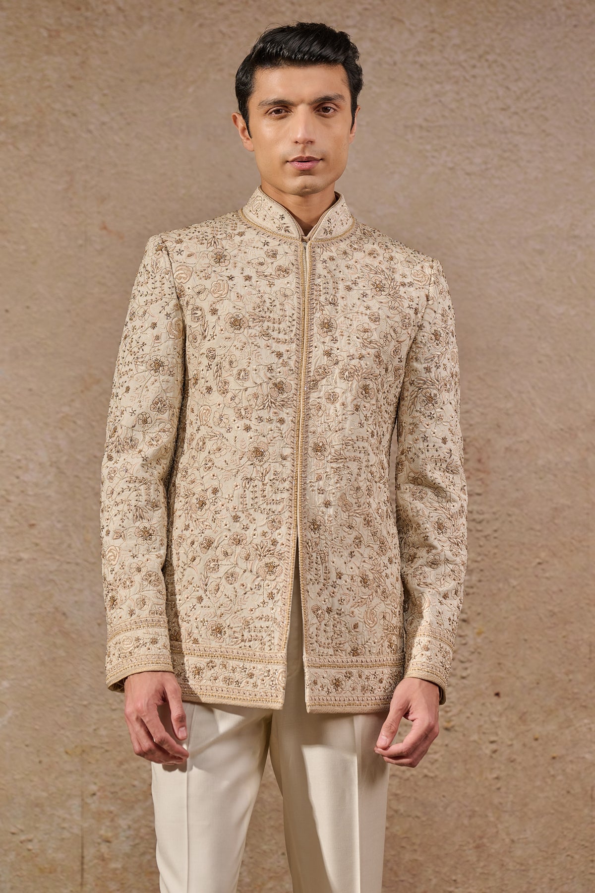 Languid Summer Hand Embroidered Floral Bandhgala - Only Bandhgala