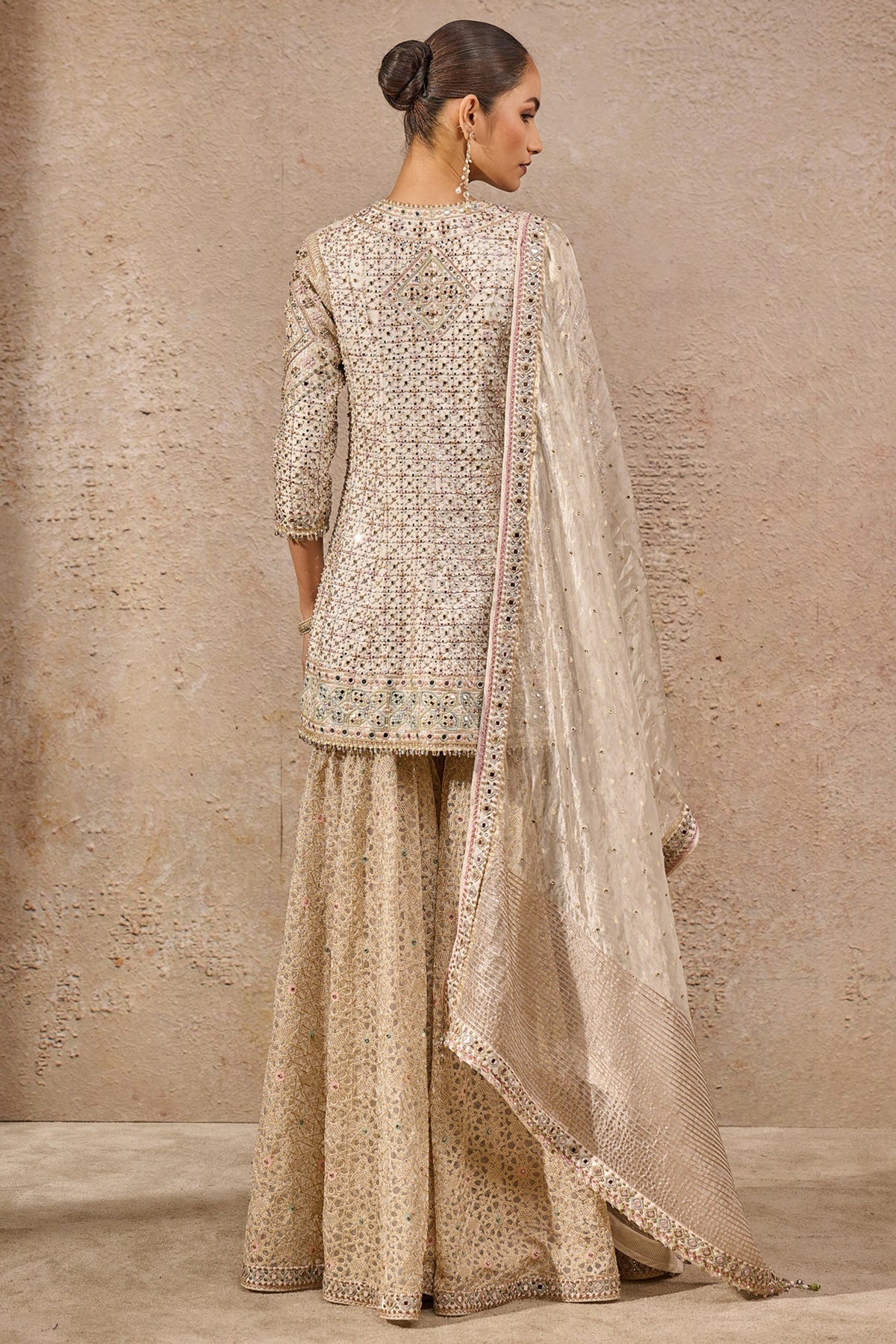 Hand Embroidered Mirror Work Sharara Set