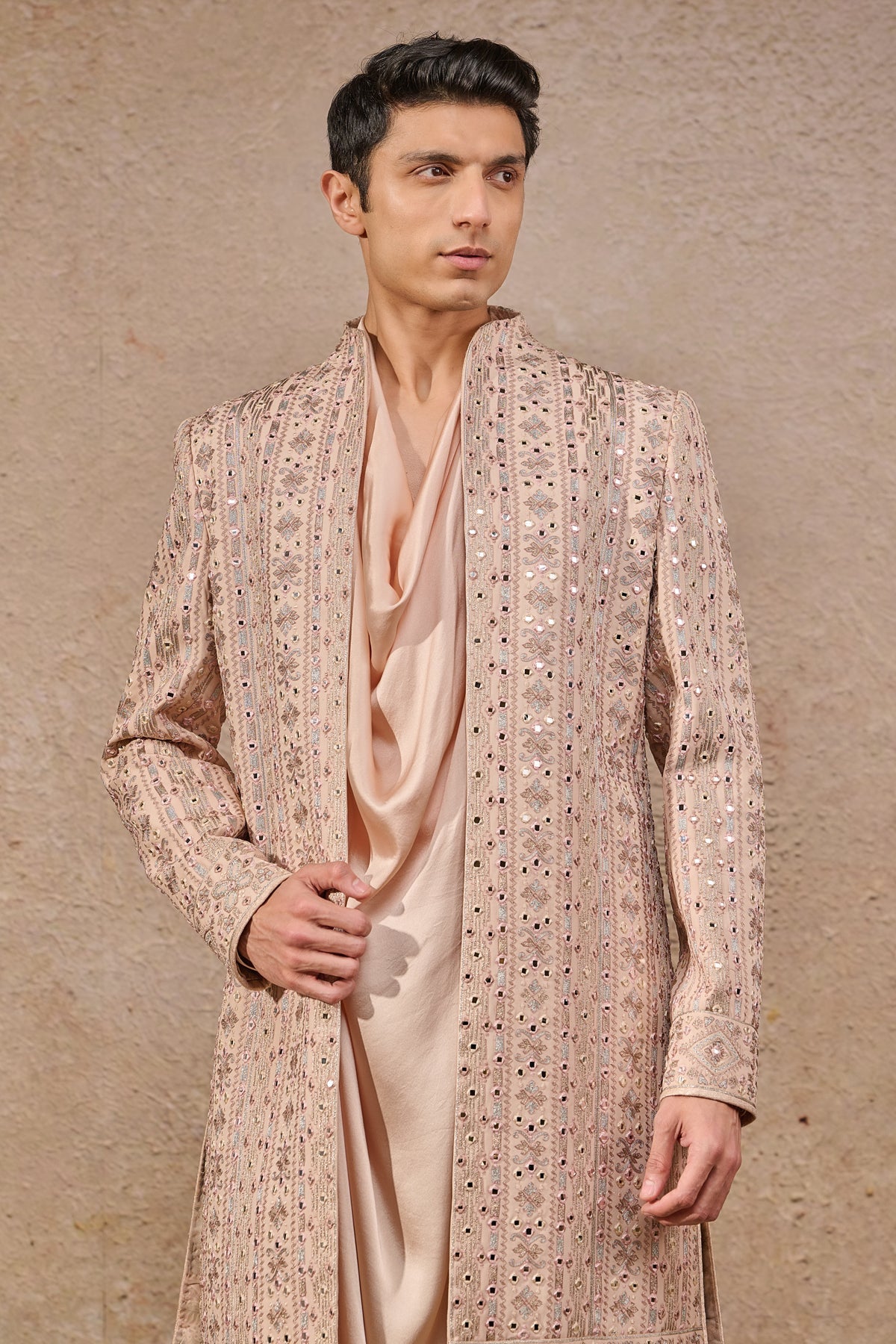 Languid Summer Mirror Embroidered Sherwani - Only Sherwani