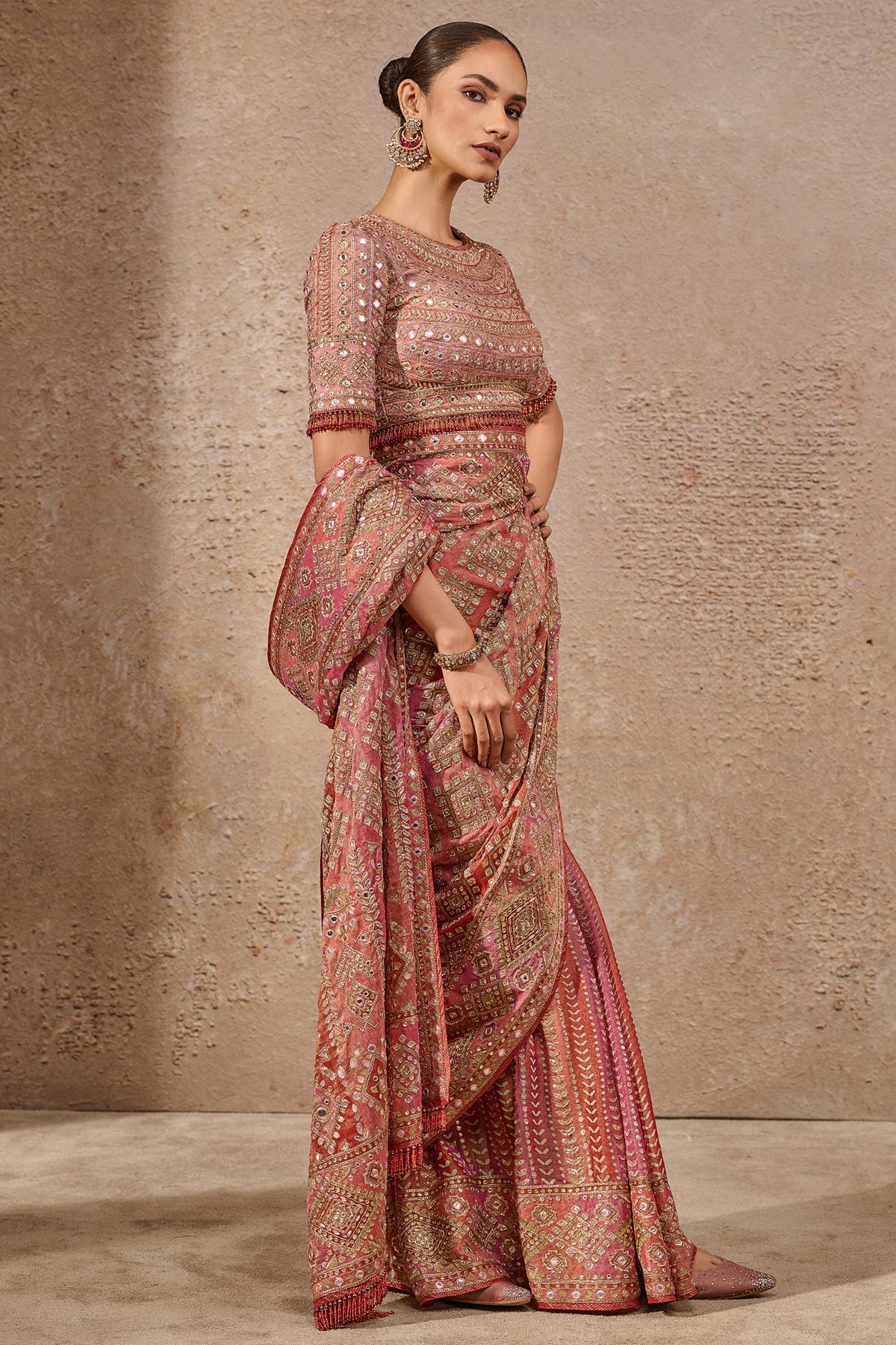 Timeless Kashida Mirror Work Saree - Only Saree