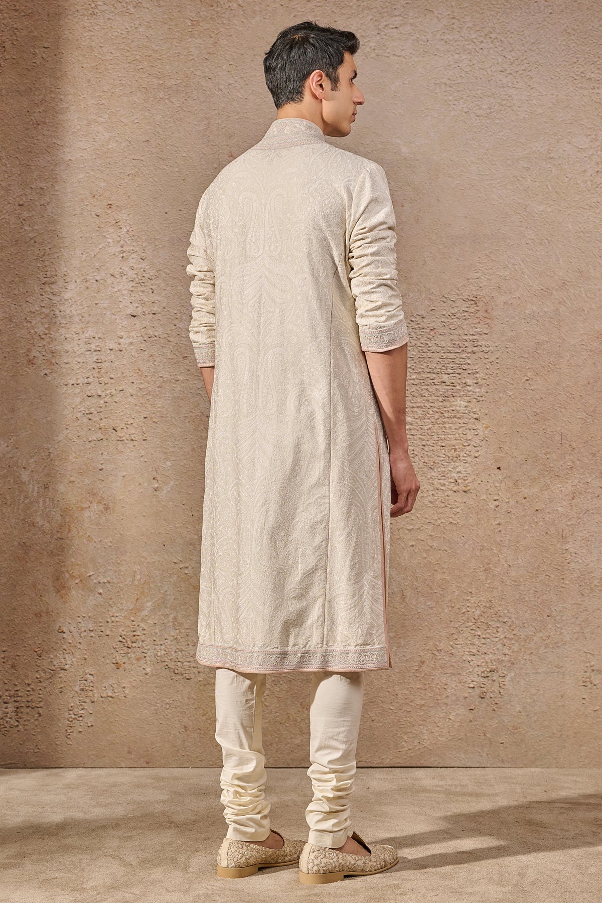 Languid Summer Self Textured Embroidered Kurta - Only Kurta