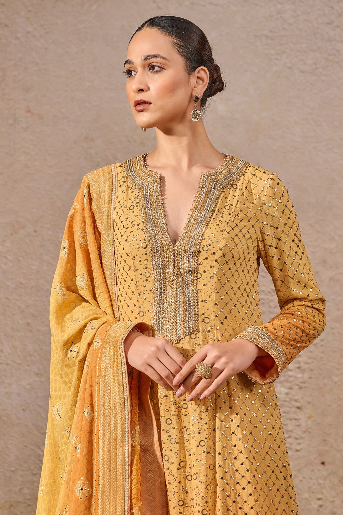 Ombre Mukaish Kalidar Suit Set