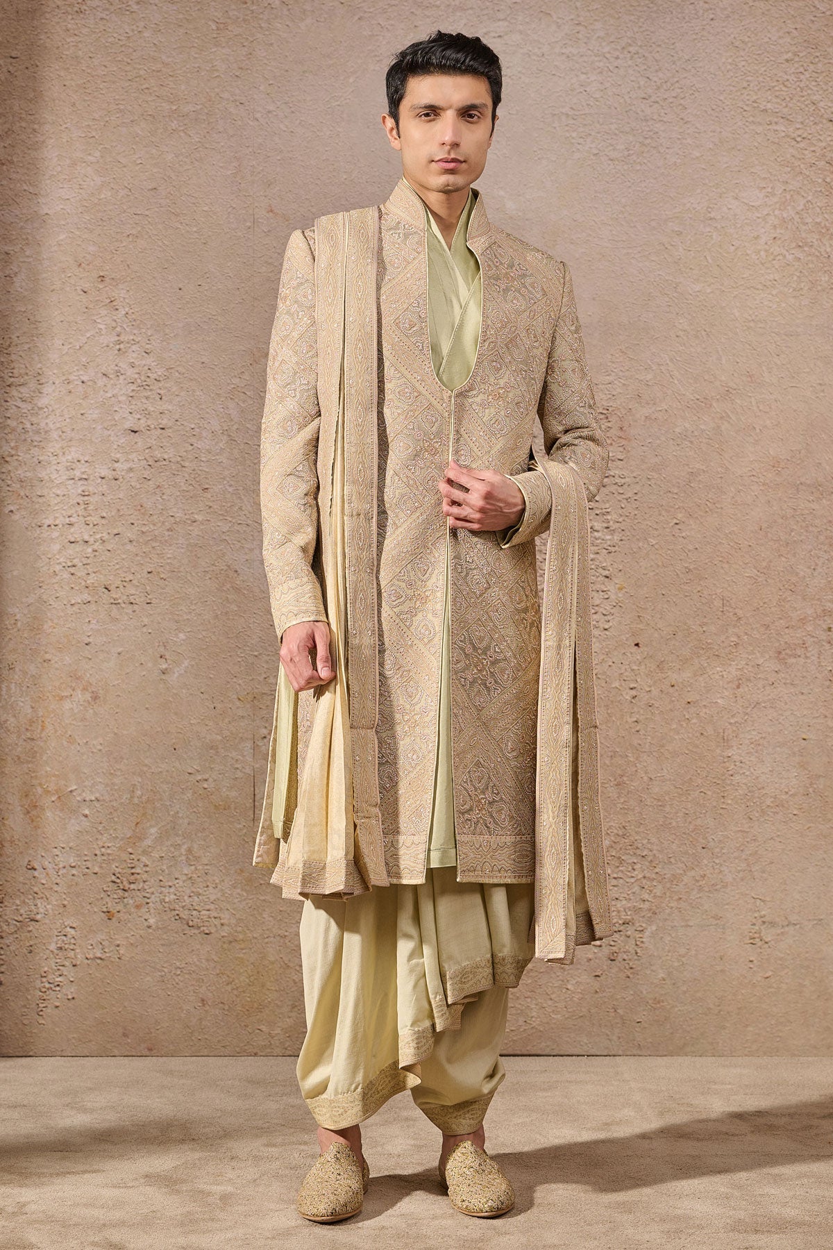 Languid Summer Multicolor Thread Embroidery Sherwani - Only Sherwani