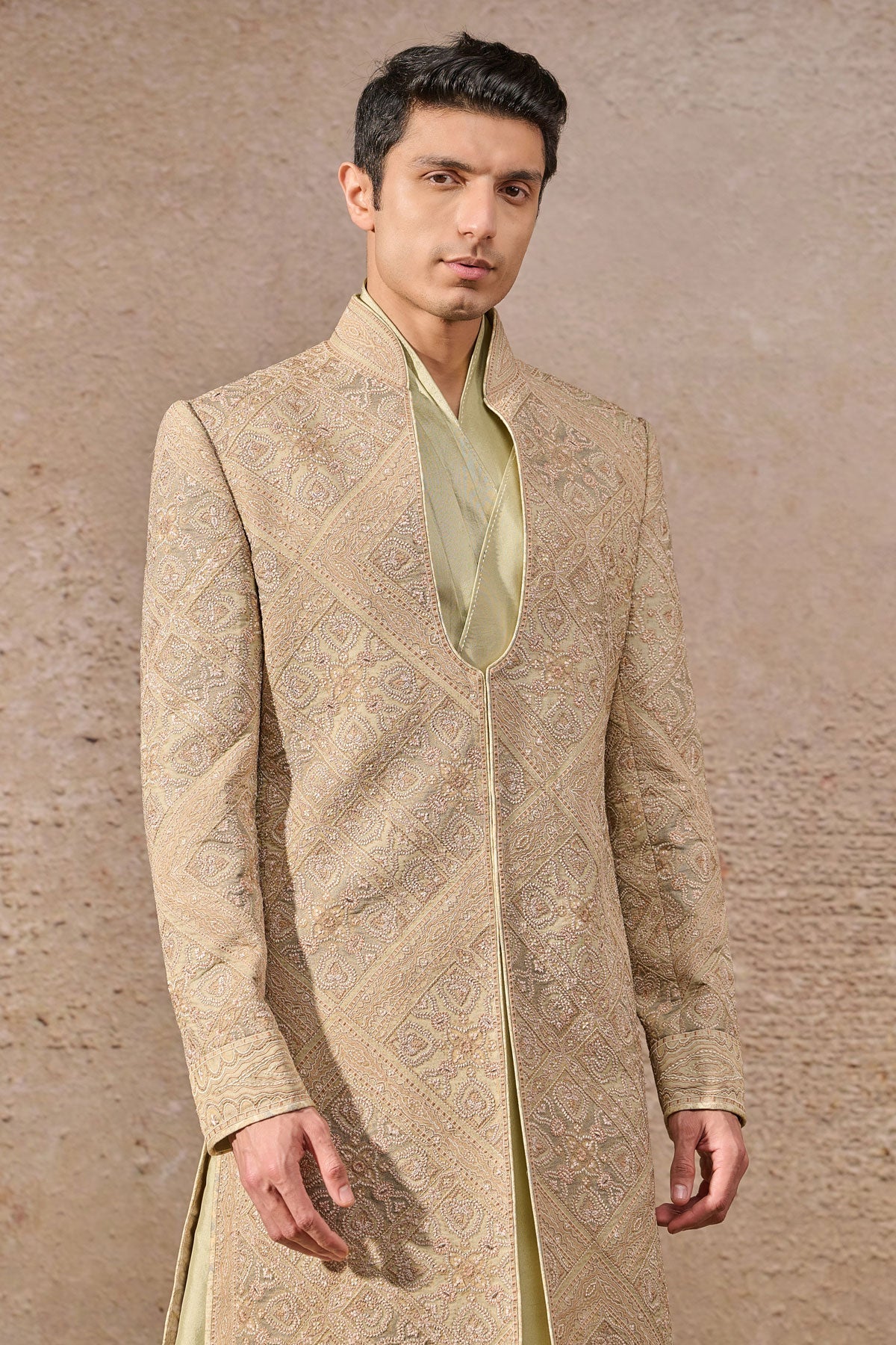 Languid Summer Multicolor Thread Embroidery Sherwani - Only Sherwani