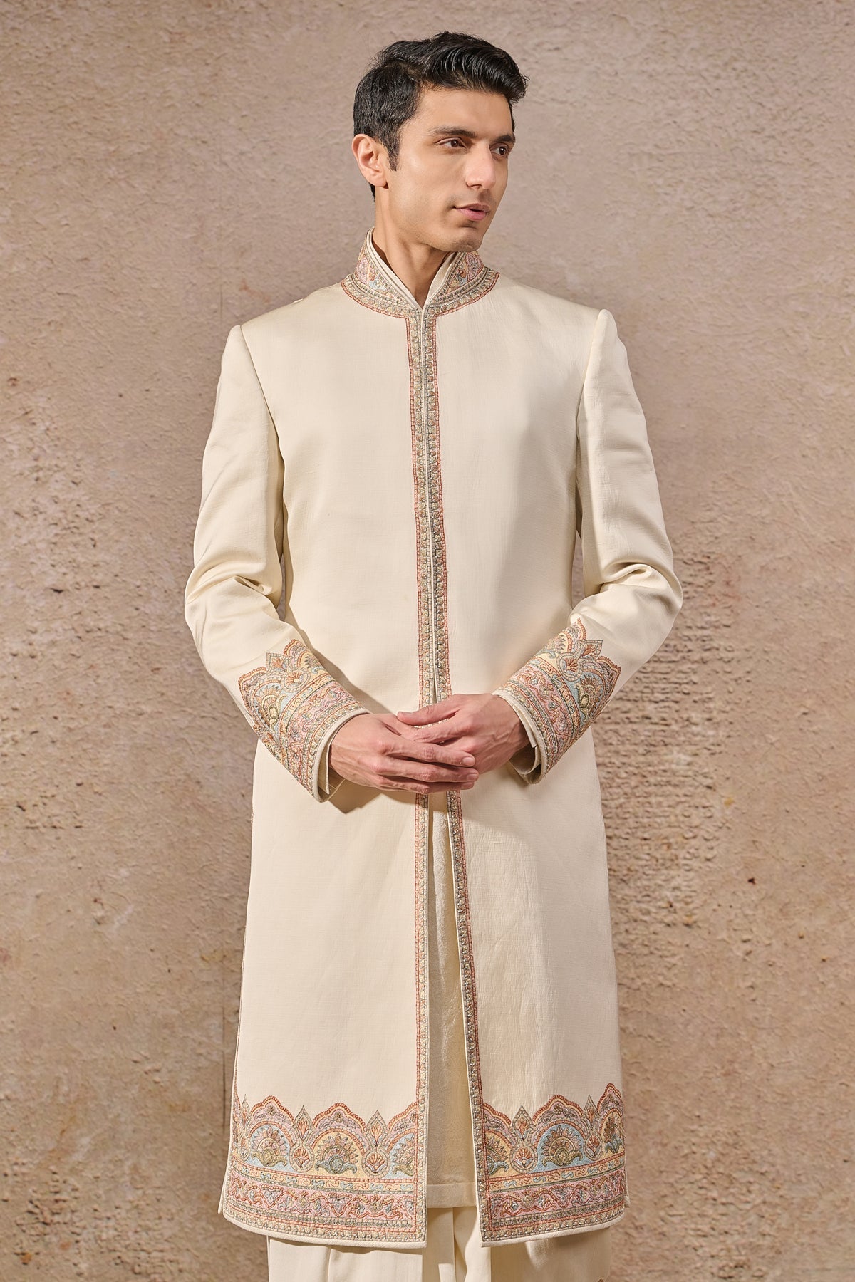 Languid Summer Classic Thread Work Embroidered Sherwani
