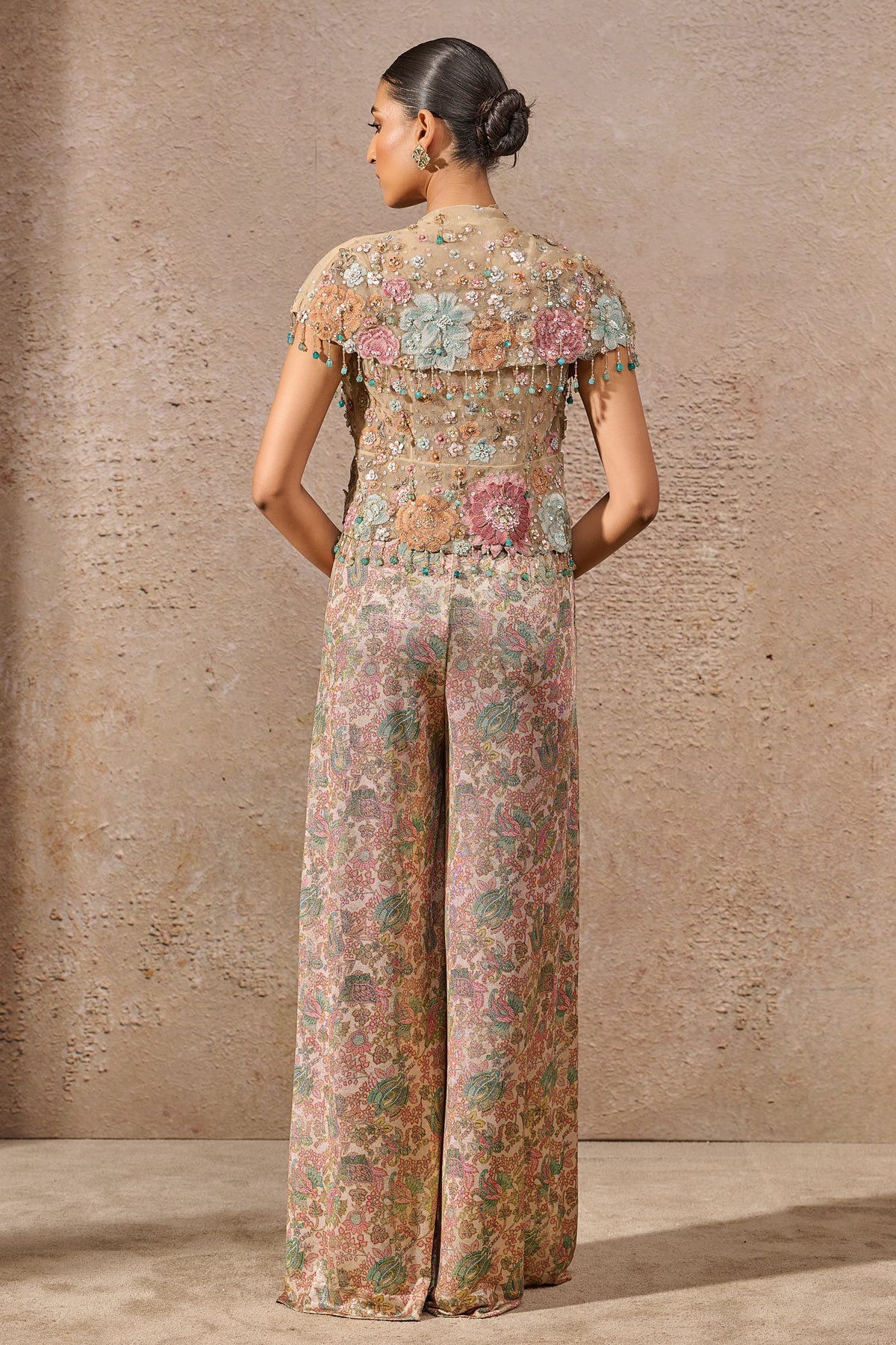 Hand Embroidered Floral Jacket & Jumpsuit Set