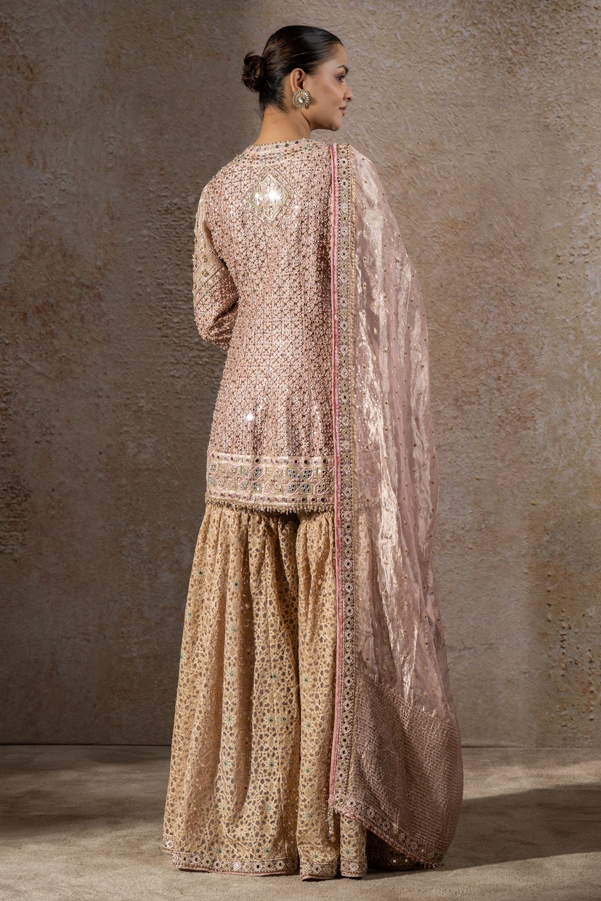 Hand Embroidered Mirror Work Sharara Set