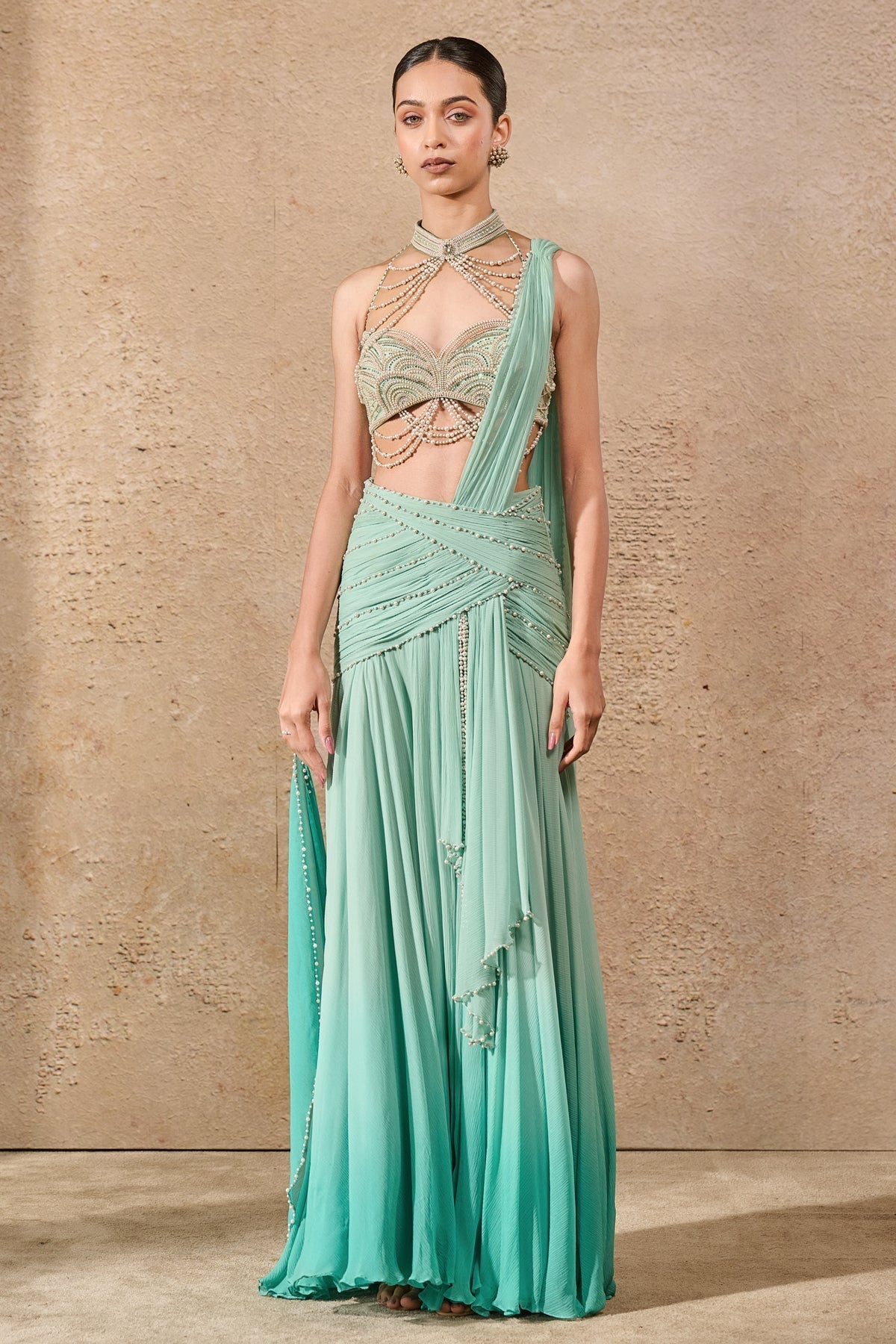 Languid Summer Ombre Pearl Concept Saree