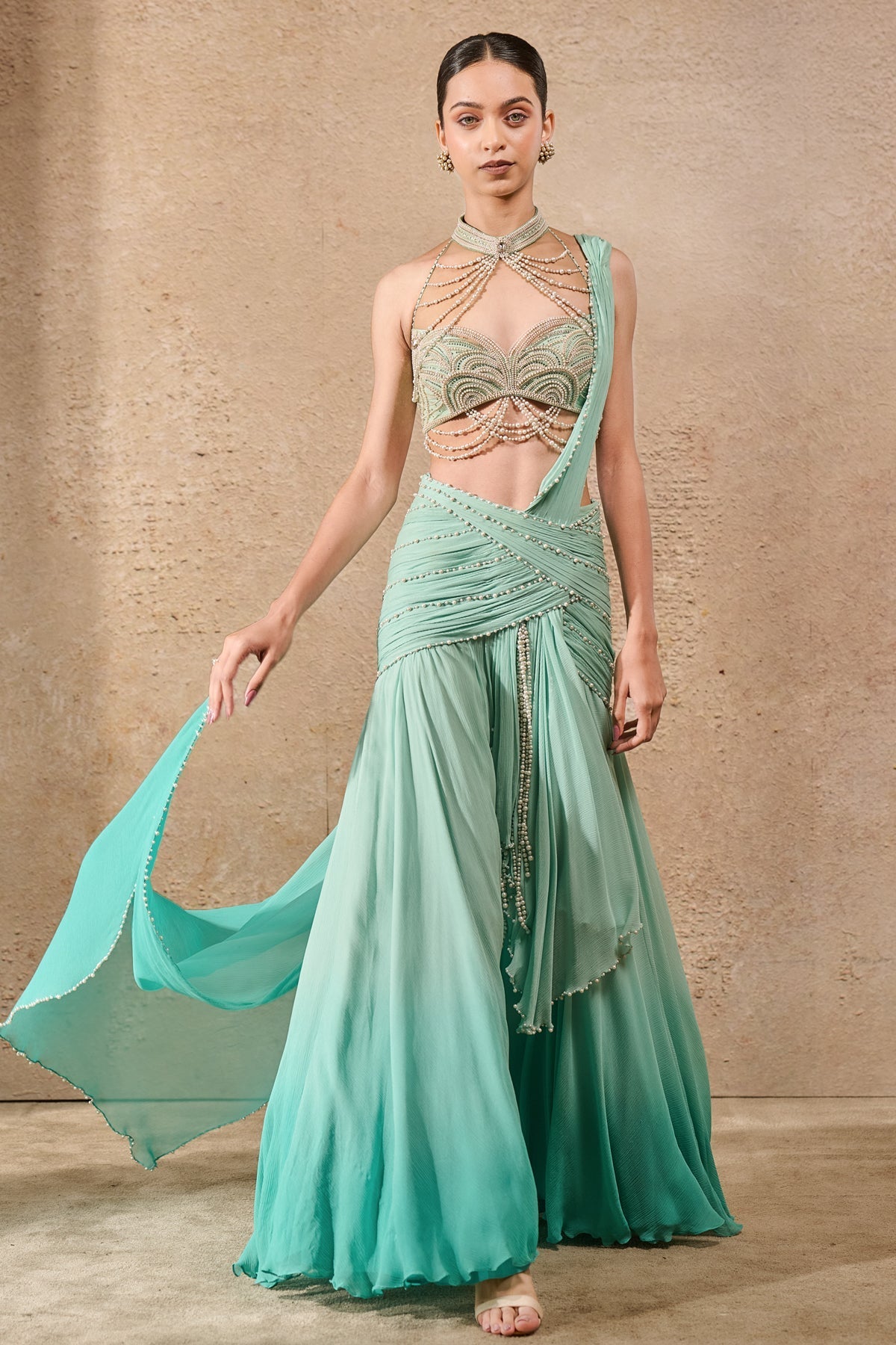Languid Summer Ombre Pearl Concept Saree