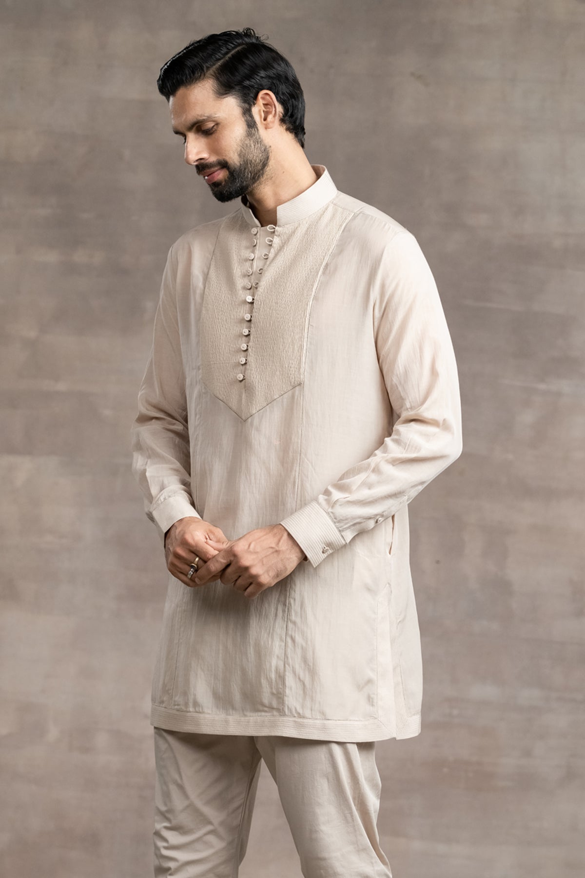 Short Kurta Paired With Matching Aligarhi Pants