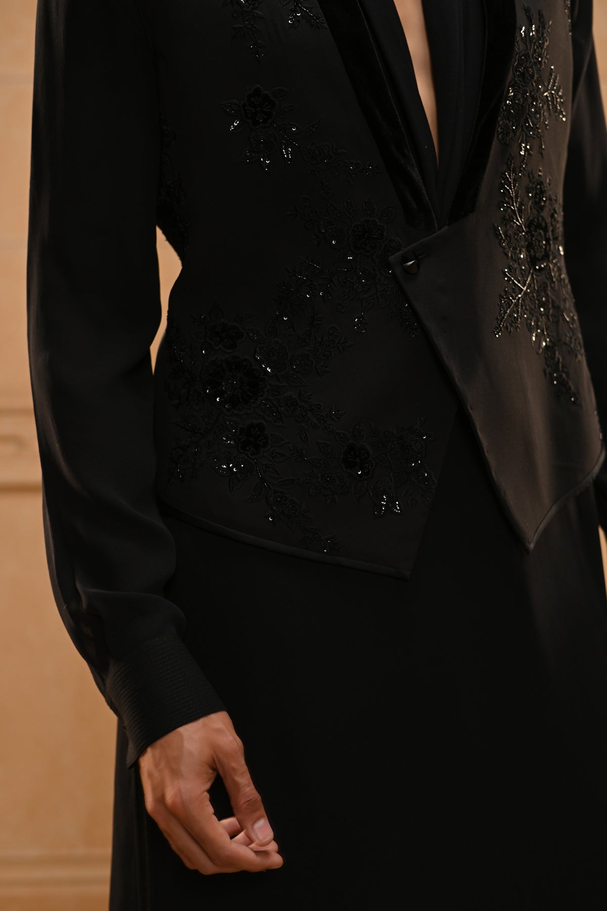 Draped Kurta waistcoat set