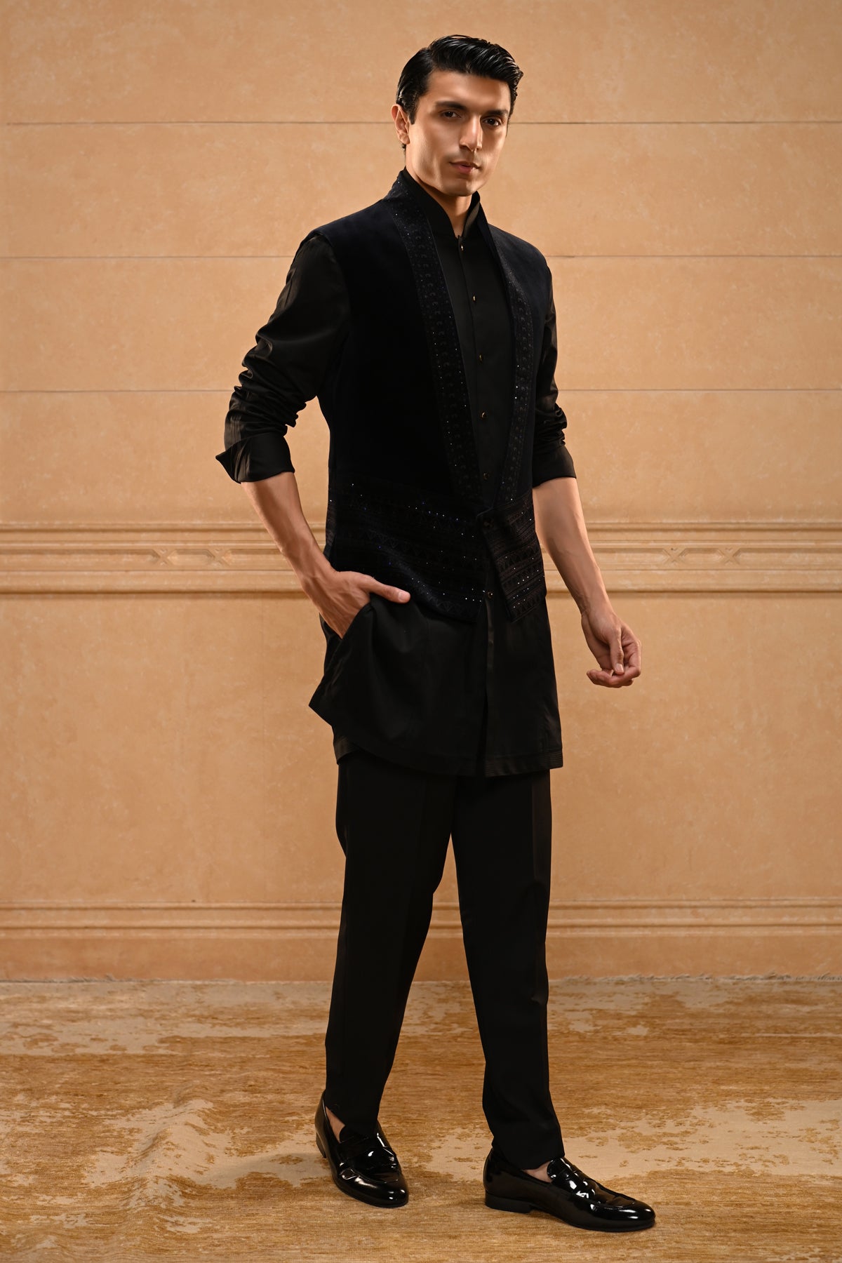 Contemporary Velvet Waist Coat Set