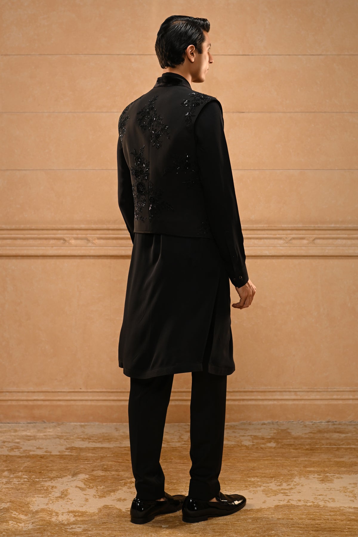 Draped Kurta waistcoat set
