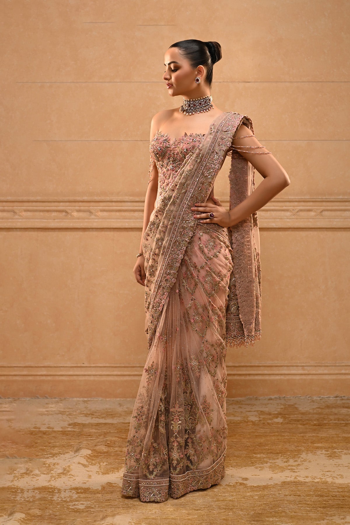 Gilded Trellis Embroidered Saree