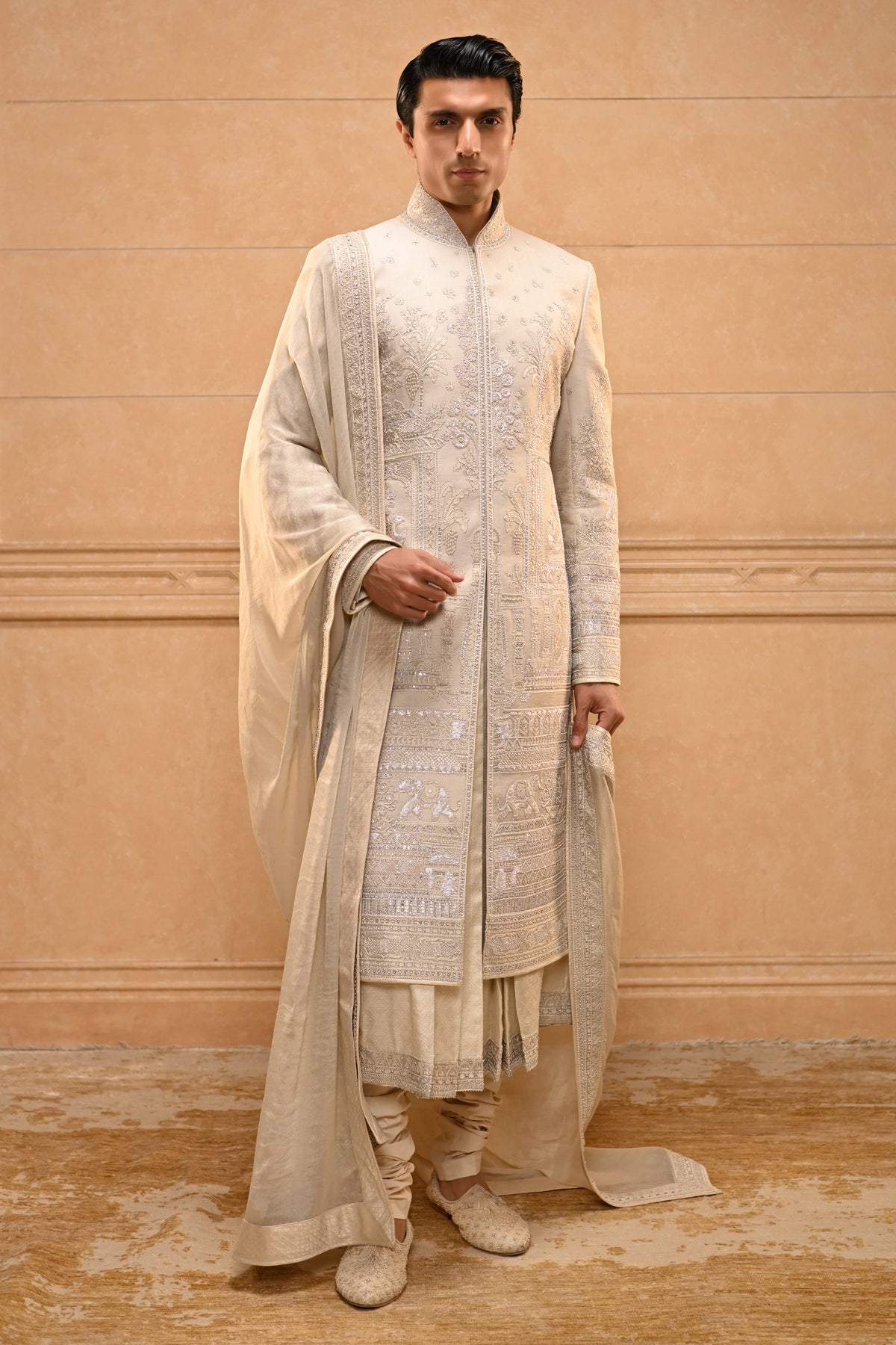 Temple Motif Sherwani Set