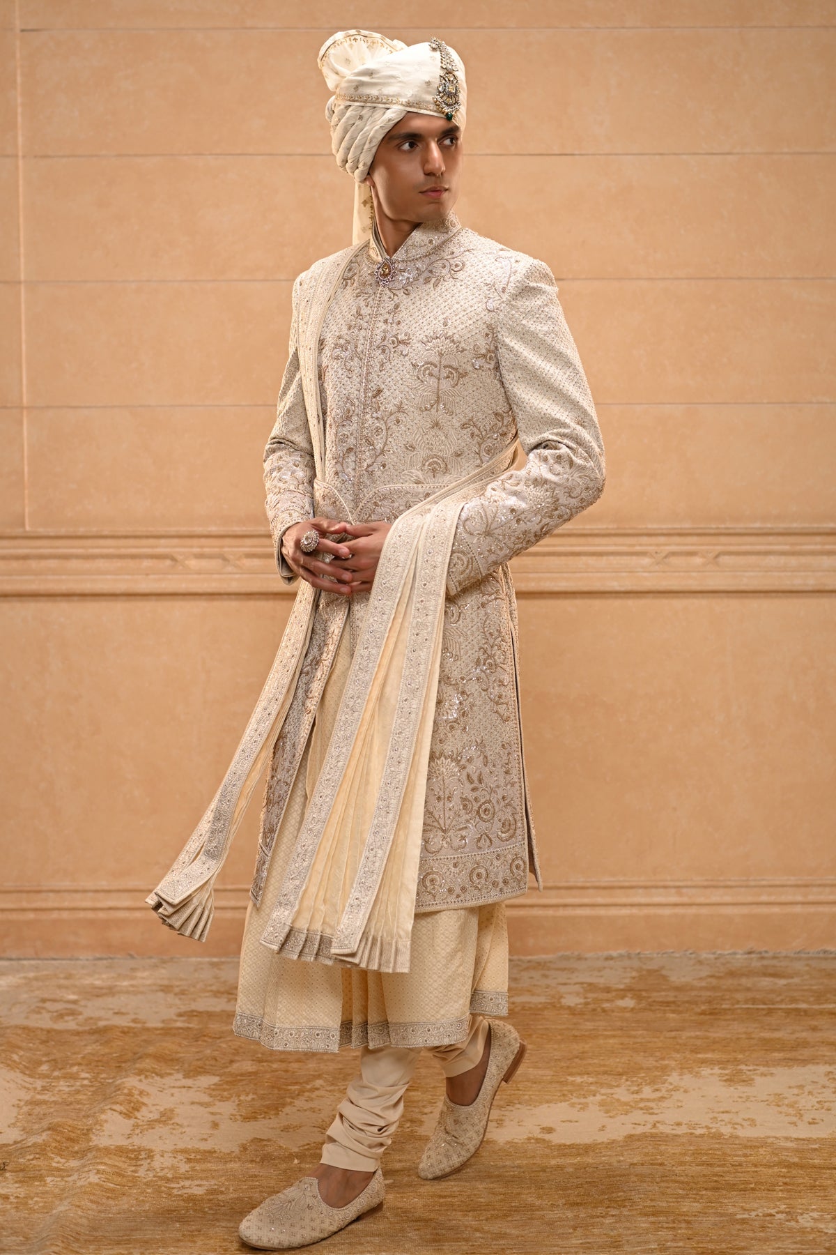 Classic Floral Sherwani Set