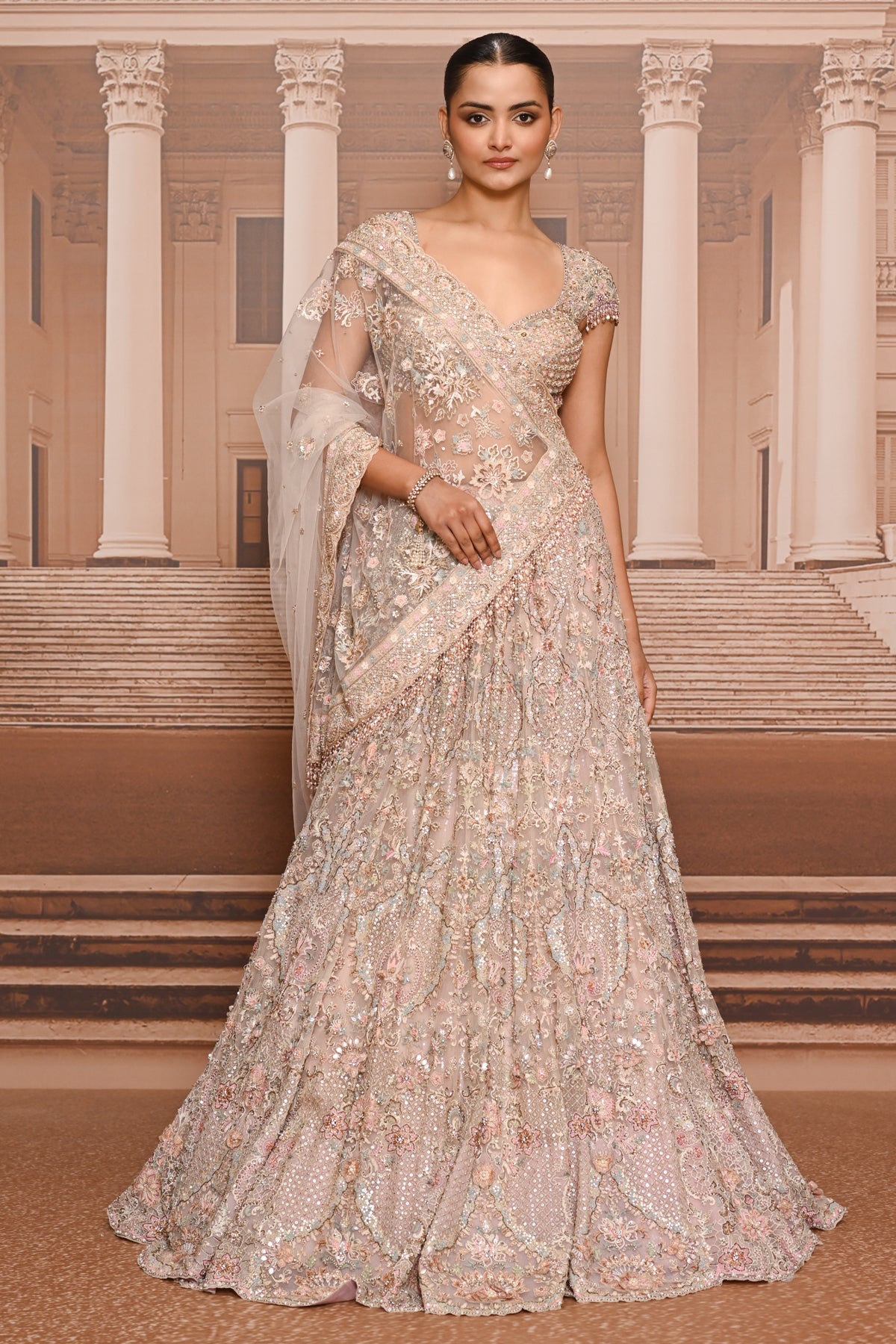 Ever Bloom Aari Embroidered Kalidar Lehenga