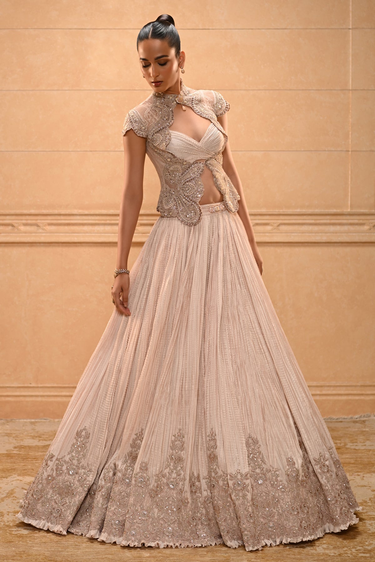 Embroidered Chanderi Lehenga Set