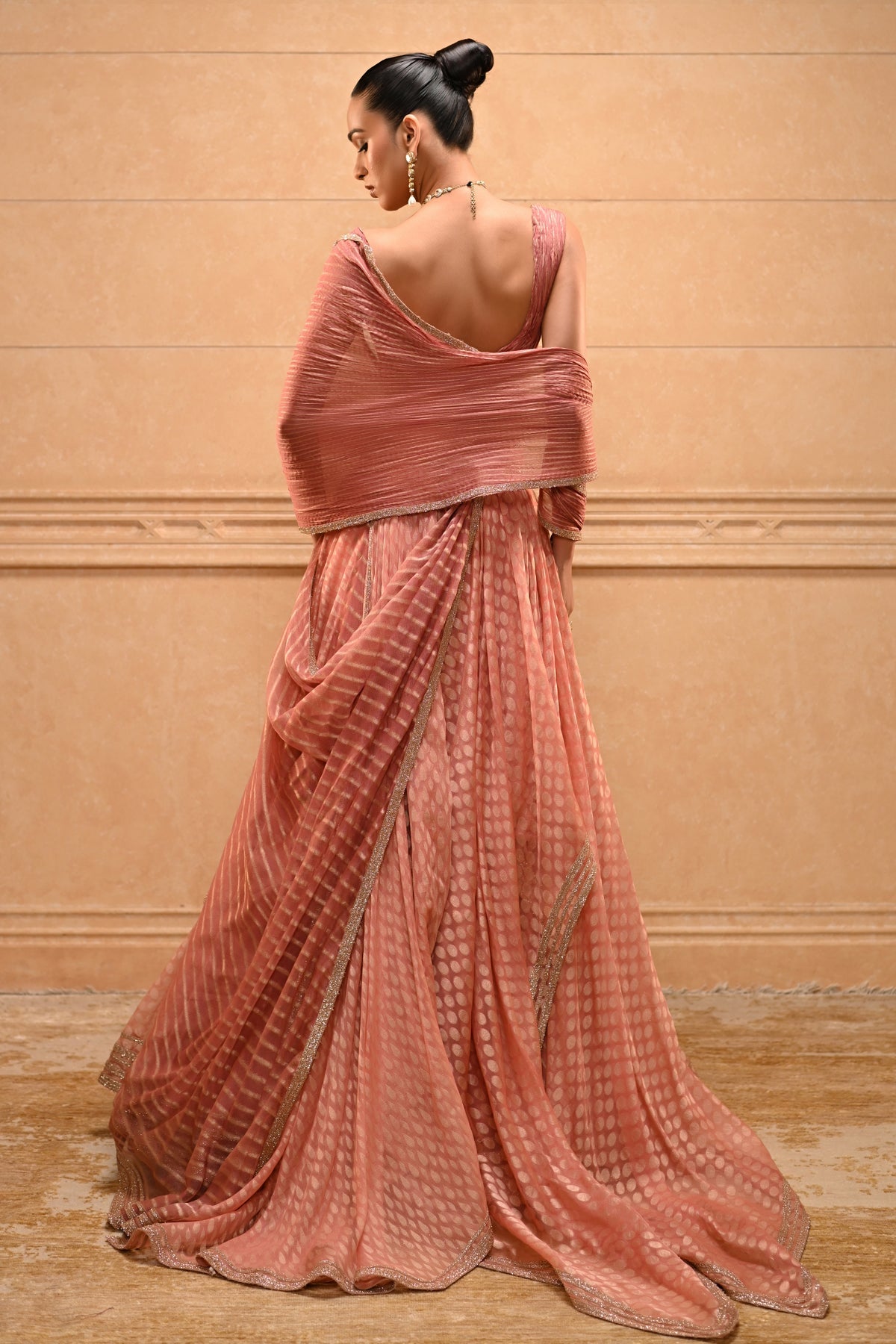 Panelled Jacquard Lehenga Set