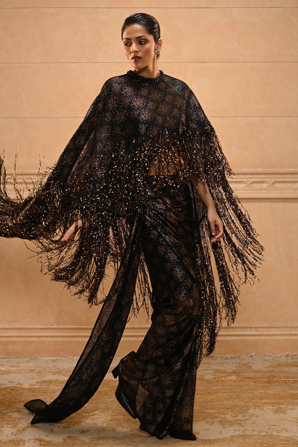 Crystal Fringe Cape Set