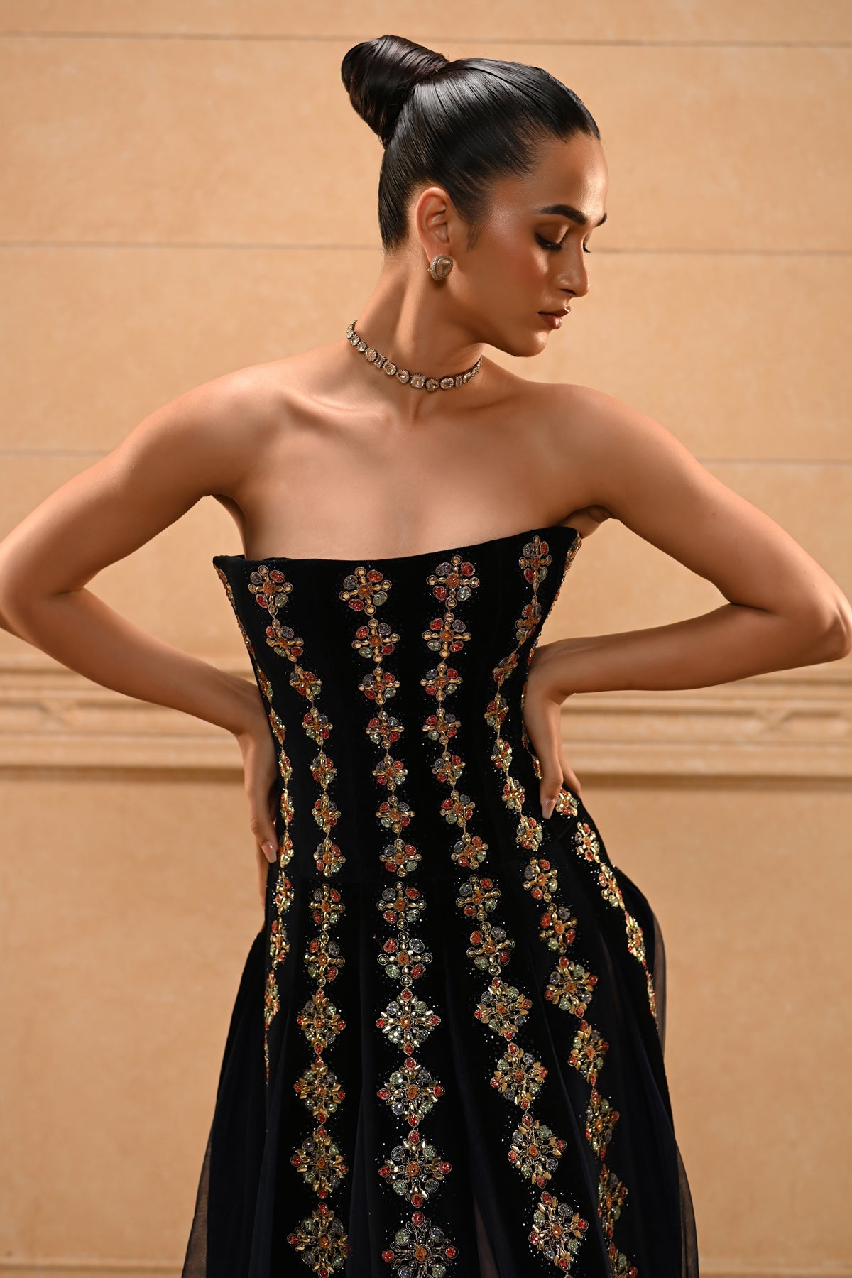 Gemstone Velvet Gown