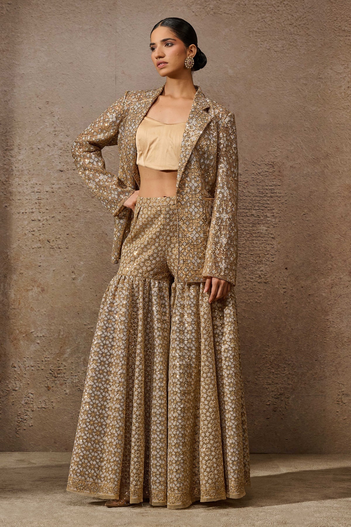 Otherworldly Sequin Sharara Jacket Set