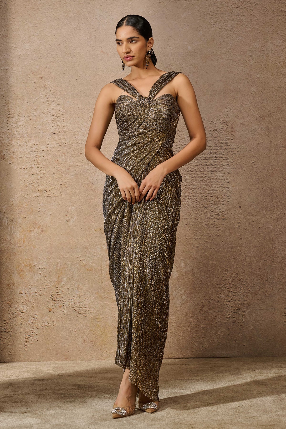 Crinkle drape saree