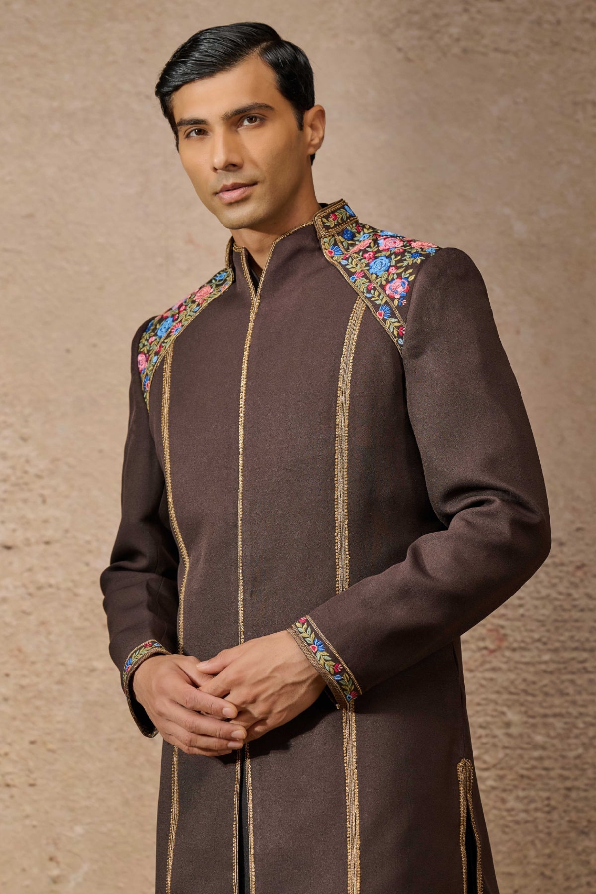 Otherworldly Indo Western Floral Sherwani Set - Only Sherwani