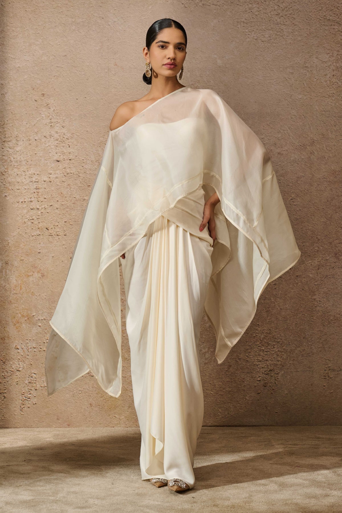 Short Kaftan Top & Draped Skirt Co Ord Set